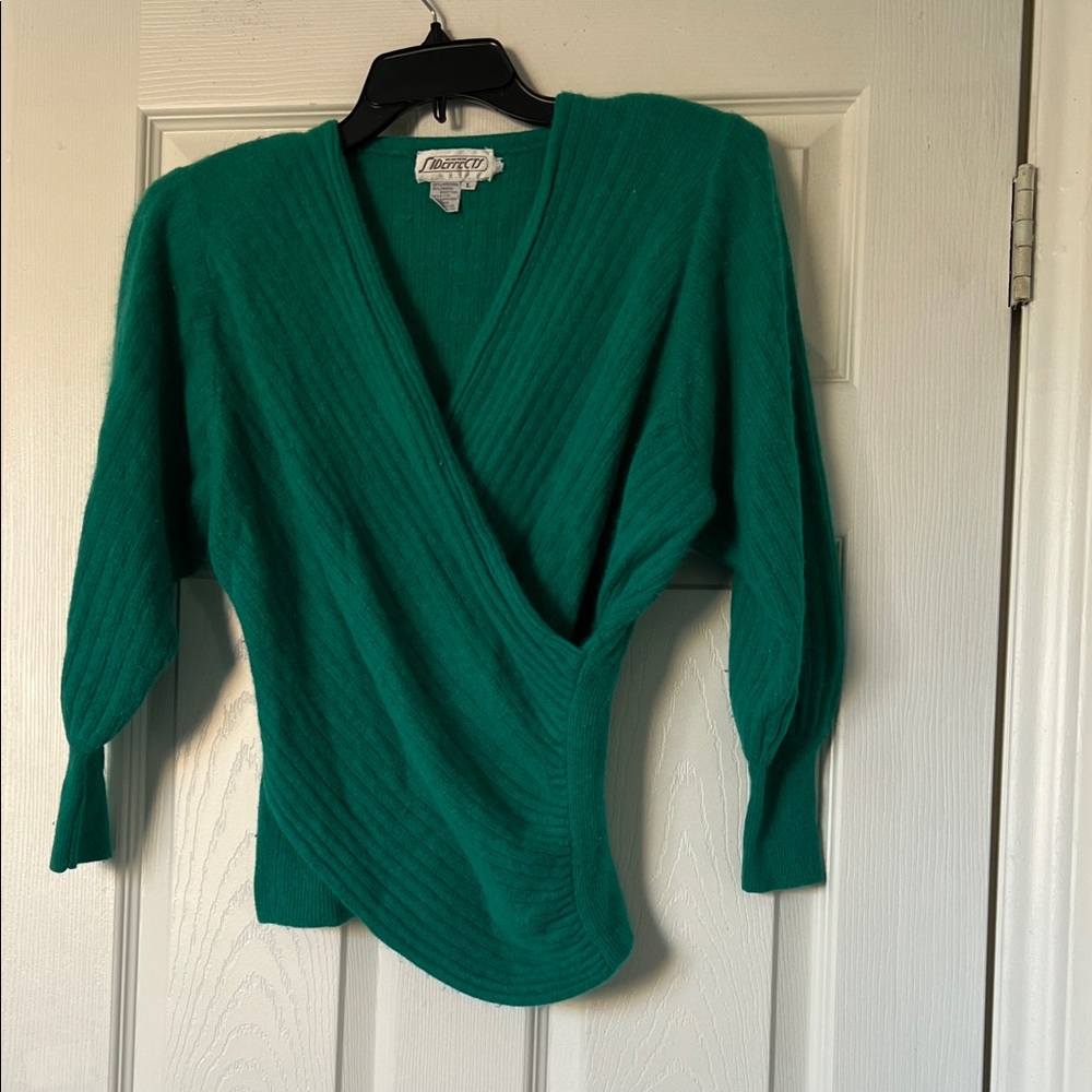Vintage Angora and Lambswool V-Neck Women's Sweater